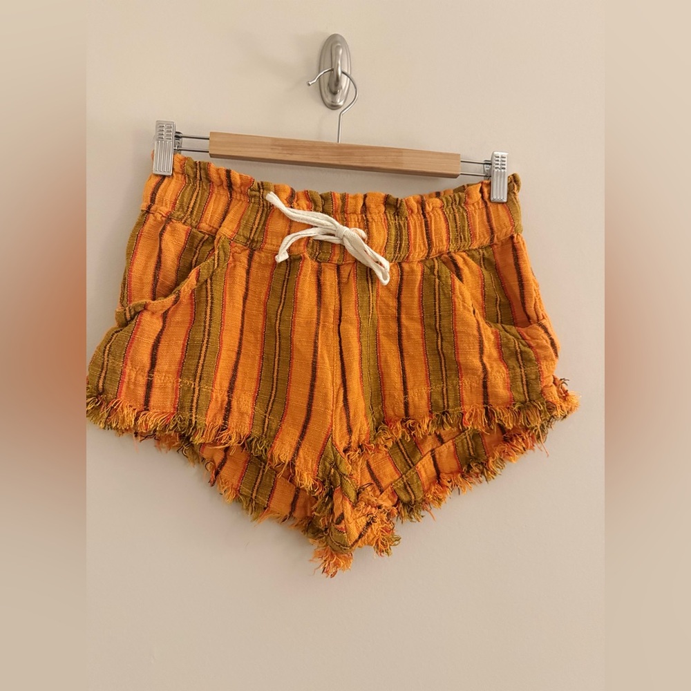 BDG Urban Outfitters Orange Boho Frayed Shorts Medium Festival Beach - Picture 2 of 8